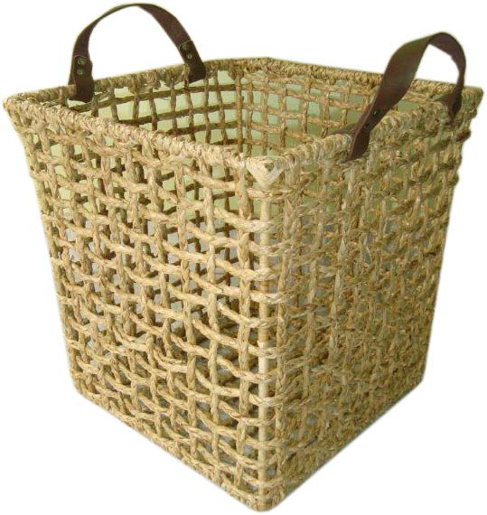 Reed laundry basket with two straps